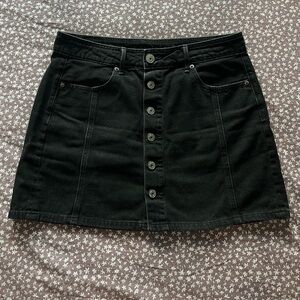 American Eagle button front denim mini skirt - black/dark grey